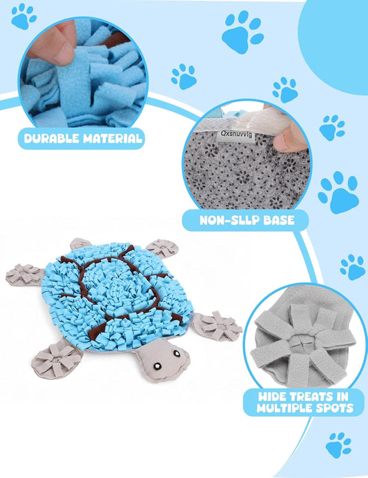 Turtle Snuffle Mat for Dogs, 28.8''x22.8'' Large Nose Work Mat, Dog Food Mat for Foraging and Mental Stimulation, Interactive Feeders for Boredom Relief(Blue)