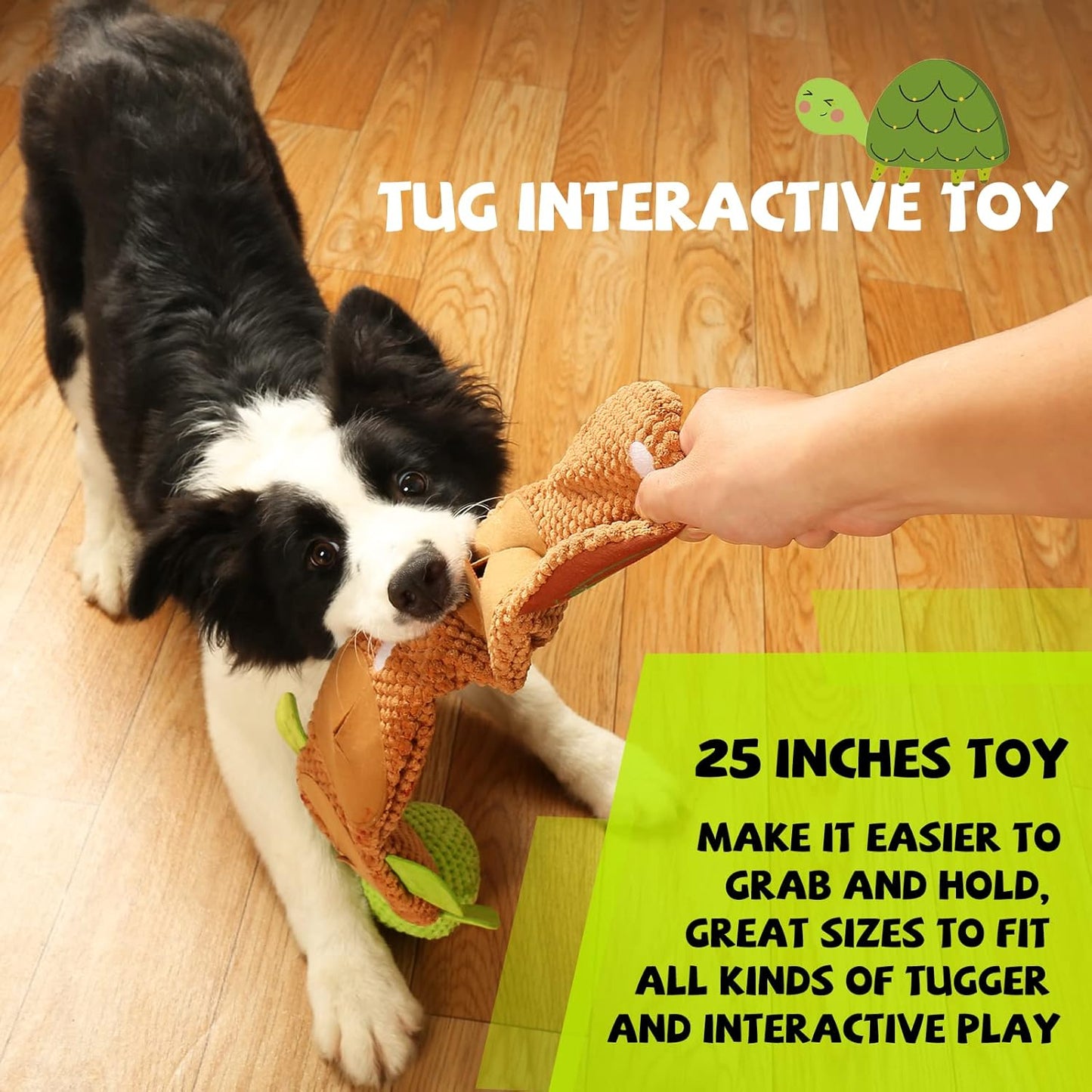 Dog Puzzle Toys - Enrichment Squeaky Crinkle Snuffle Treat Dispensing Smart Dog Toys for Boredom and Stimulating, Durable Plush Toys for Large Medium Small Breed - Turtle