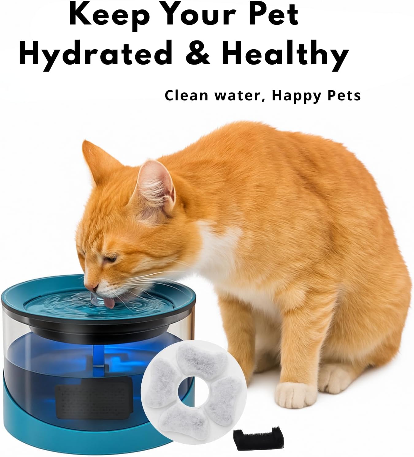 Nispira Cat Water Fountain Replacement Filters with Activated Carbon, Compatible with DEEIPET 74oz/135oz Models, 8 Pack