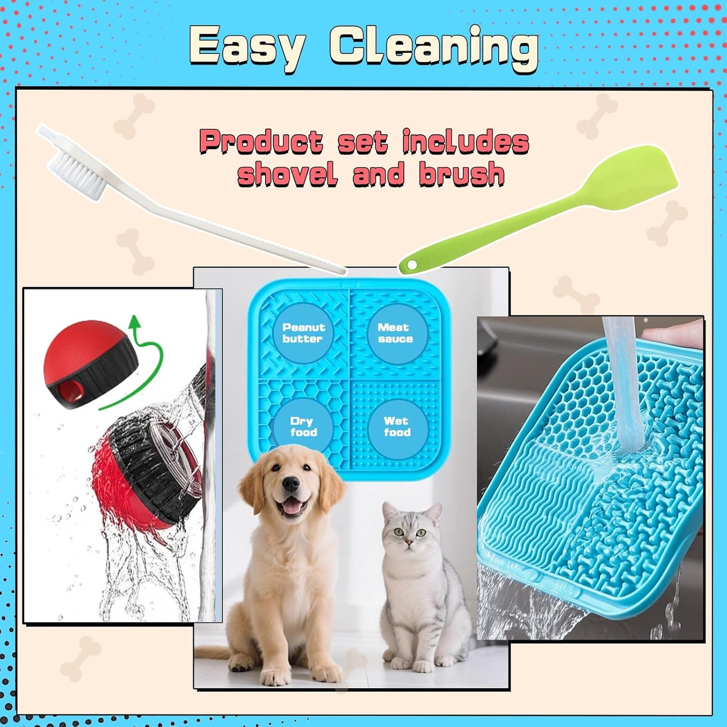 Adjustable Treat Dispenser Dog Puzzle Feeder for Small/Middle/Big Breeds - Funny Slow Feeder Puppy Enrichment Training Toy Pet Interactive Toys Lick Mat Dogs to Keep Dog/Cat Busy