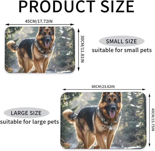 Pet Feeding Mat Leather Dog Food Mat Waterproof Pet Tablecloth German Shepherd Dog Pet Placemat for Dogs Absorbent Dog Bowl Mat Anti-Slip Dogs Mats for Food and Water
