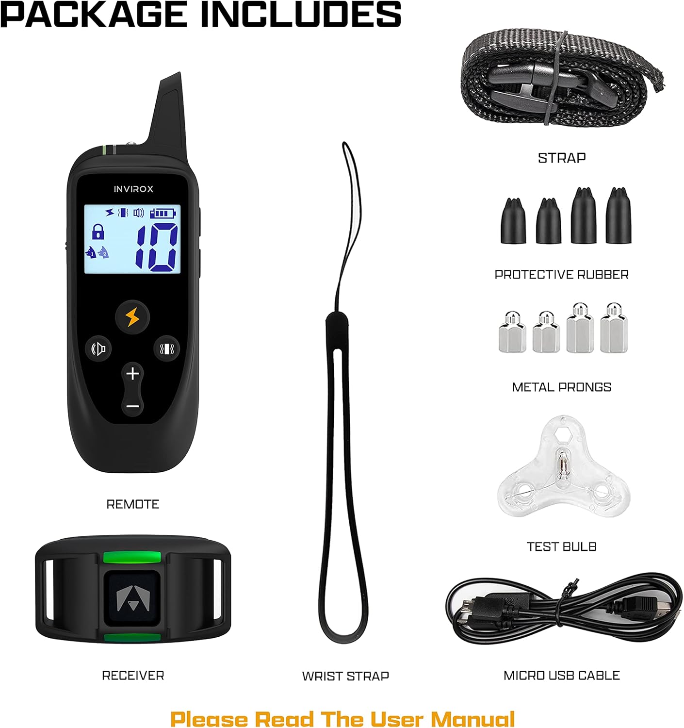 INVIROX 2026 Edition Dog Training Collar, 123 Levels for Reactive or Stubborn Dogs, 1100yd Long-Range E Collar, Waterproof Rechargeable System with Manual Bark Control for Large Dogs