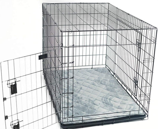 4Knines Extra Large Dog Crate Mat – Waterproof, Non-Slip, Machine Washable Crate Mat – Soft, Durable Kennel Mat for Dogs – Pet Bed for Crates, Travel or Home Use - Extra Large (Grey)