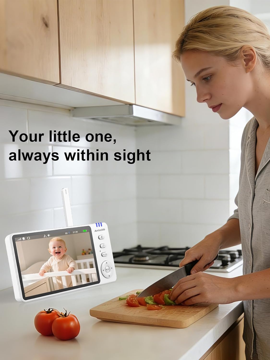 Video Baby Monitor with Camera and Audio, No WiFi Hack-Proof Security, 5" LCD Remote Pan-Tilt-Zoom, 31H Long Battery Life, 1000ft Range, Night Vision, Temperature & Cry Alarms, 2-Way Talk