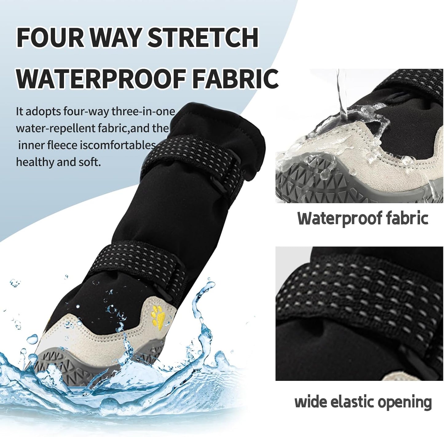 MOOB Dog Shoes for Large Dogs, Dog Boots & Paw Protectors, Dog Shoes for Large Dogs, 4Pcs Medium Dog Booties with Rugged Anti-Slip Sole and Outdoor Reflective for Snowy Day,(Size 6)