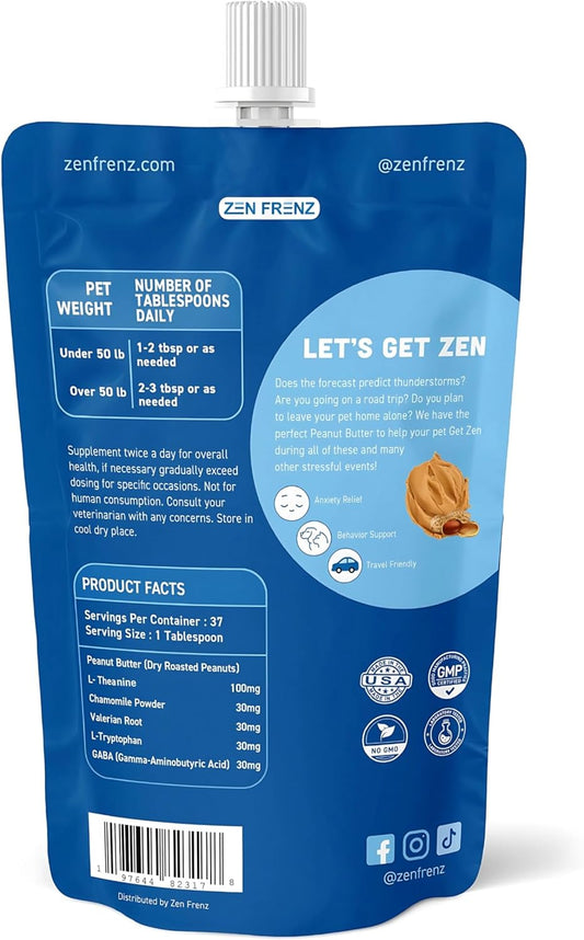 Zen Butter - All-Natural Calming Peanut Butter Spread for Pets - 20oz Resealable Pouch