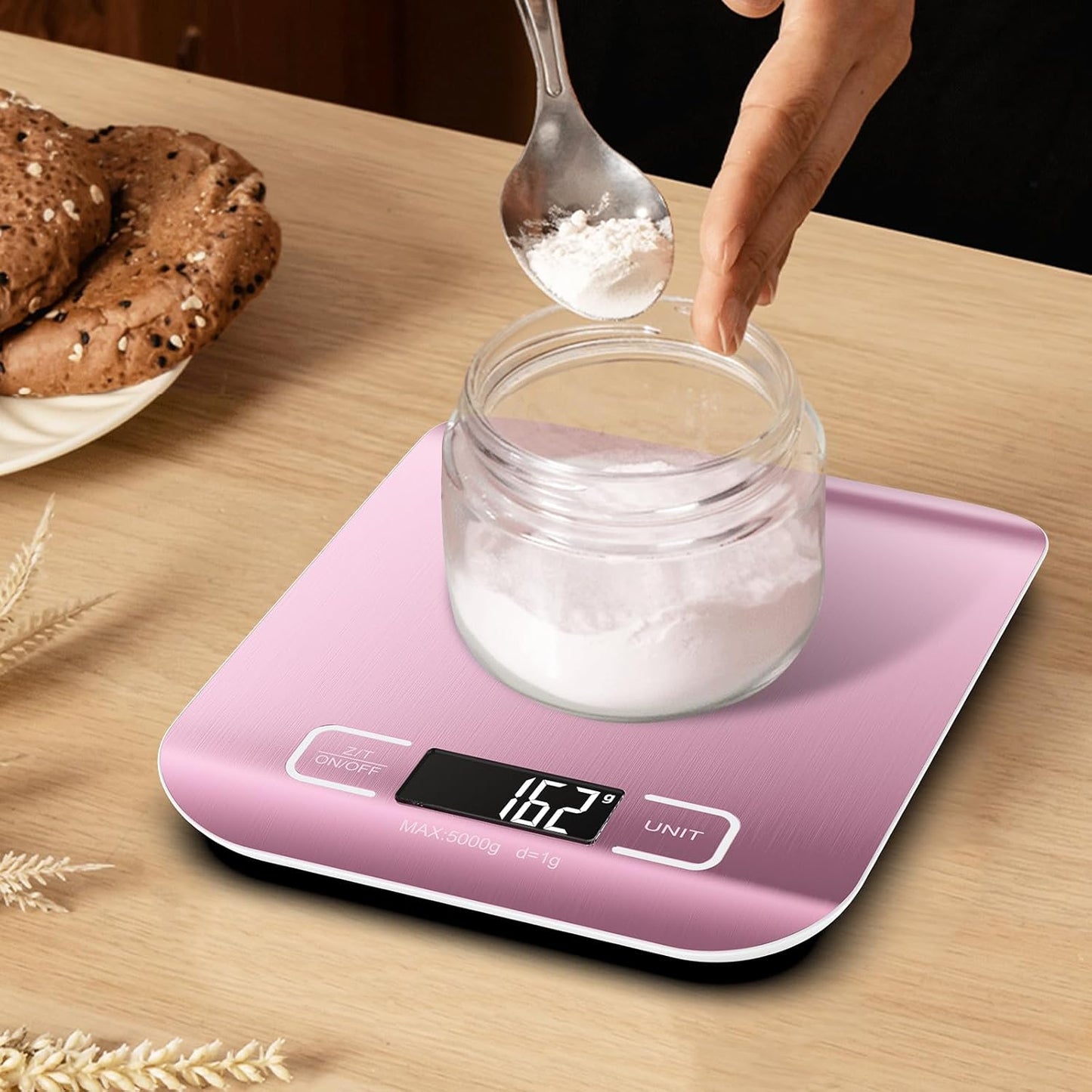 Food Scale, Digital Kitchen Scale 22lb/10kg Capacity, 6 Units with Tare Function Food Scale for Cooking, Baking, and Meal Prep Rose Gold