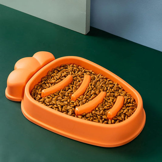 Slow Feeder Dog Bowls Fun Carrot Shape Puzzle Feeding Bowl Interactive Puppy Food Bowls Safe Skid Design