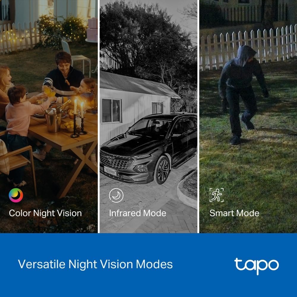 Tapo 2K Indoor/Outdoor Dual Lens Pan/Tilt Wired Security Camera - 125ยฐ Wide-Angle View + 6mm Zoom, Motion Track, Person/Vehicle Detection, Subscription-Free Local Storage or Optional Cloud, C246D
