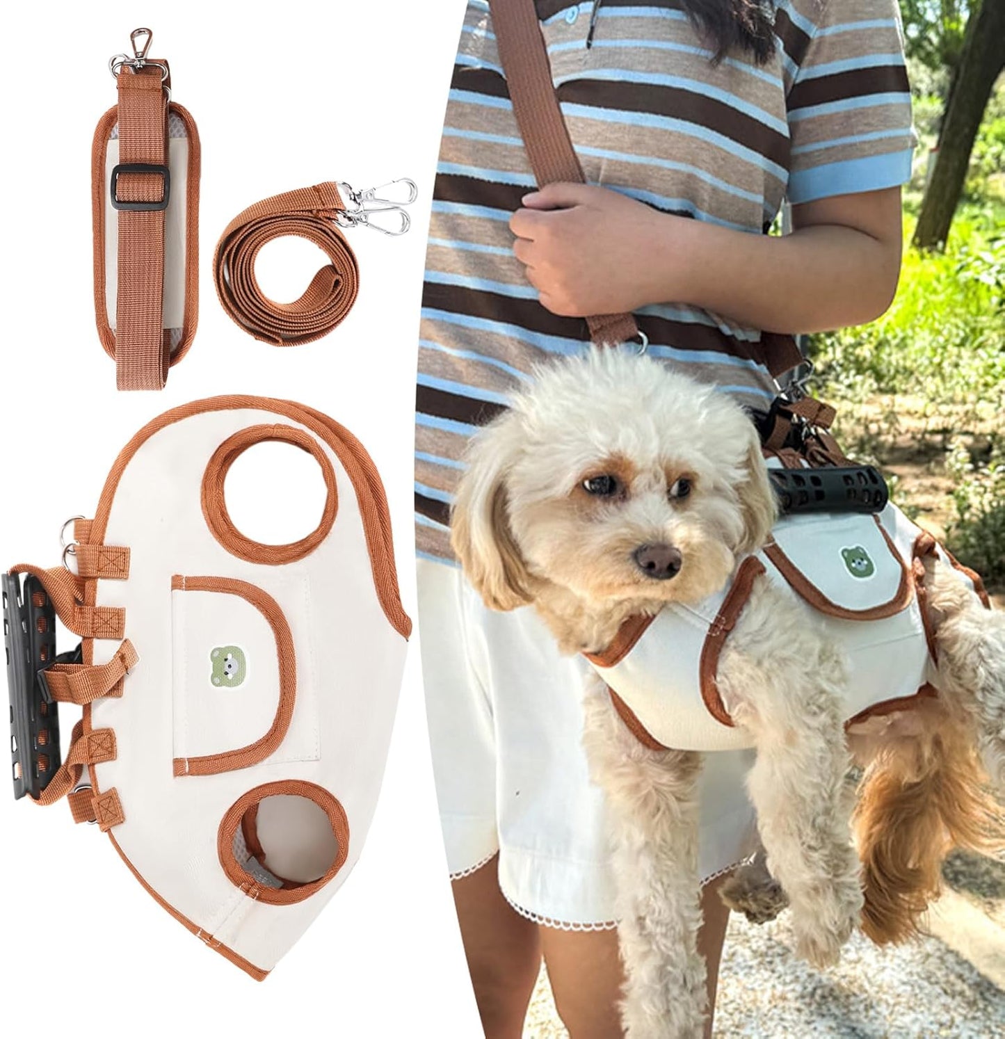 Genérico Body Support - Puppy Sling for Full Mobility | Adjustable Vest Architecture with Reinforced Load Bearing Straps & Breathable Padded Lining for Walking, Cycling, Road Trips and Outdoor Travel