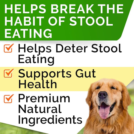STRELLALAB No Poo Chews for Dogs - Coprophagia Deterrent with Probiotics, Enzymes & Breath Aid Support - Stop Dog Poop Eating (Turkey)