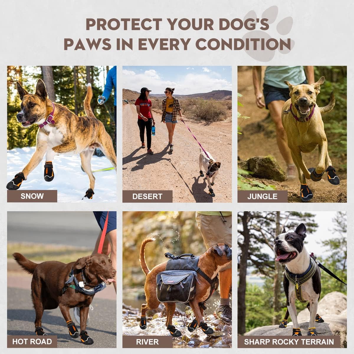 Dog Shoes for Large Dogs,Waterproof Dog Booties for Hot Pavement Winter Snow,Anti-Slip Dog Boots Paw Protector with Reflective Strips for Outdoor Walking Hiking (Black,3")