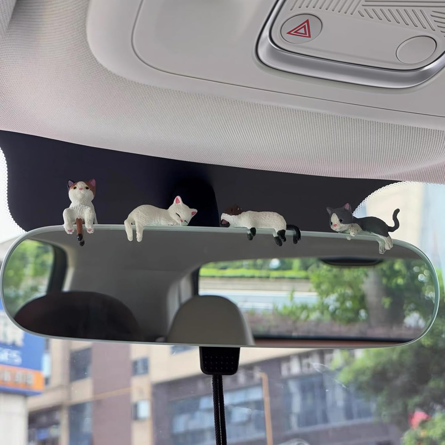 12 Pcs Cat Car Decor Dashboard Accessories, Mini Cat Figurines Cute Car Rear View Mirror Gifts, Funny Computer Monitor Desk Decorations for Women Girl