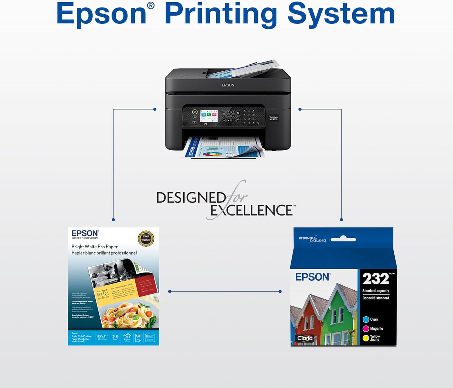 EPSON 232 Claria Ink High Capacity Black & Standard Color Cartridge Combo Pack (T232XL-BCS) Works with WorkForce WF-2930, 2950 and Expression XP-4200, 4205