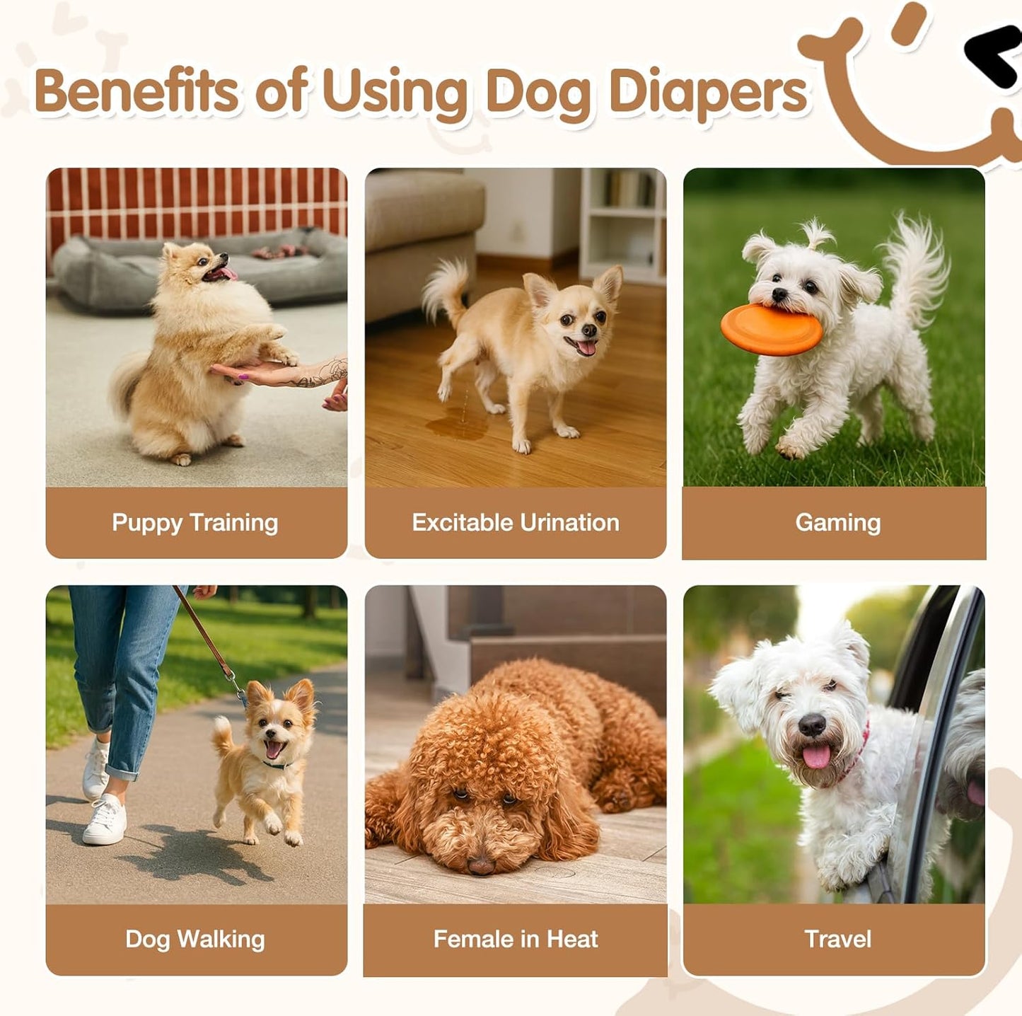 Dog Diapers Female, Pull It Up Disposable Puppy Diapers with 360° Stretchy Waist, Super Absorbent Leak-Proof Doggie Diapers for Playful Dogs, Dog Walking, Gaming(S,30PCS)
