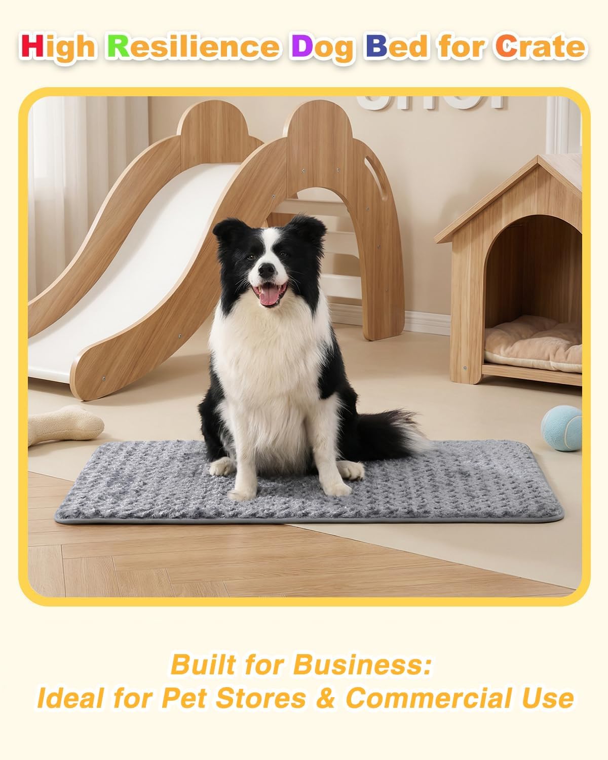 XXL Dog Bed for Crate High Resilience Foam Crate Pad Mat for Large Dogs Washable Anti-Slip,47" x 29",Dark Gray