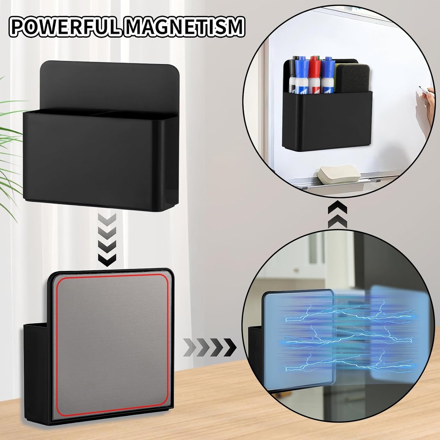 Camelmother 2Magnetic Marker Holder For Whiteboard Dry Erase Marker Holder For Office Refrigerator Fridge Classroom Must (black)