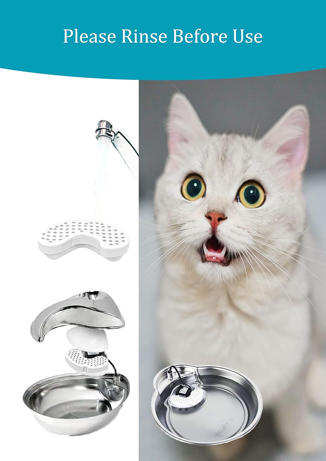 12 Pack Raindrop Fountain Filter Compatible with Pioneer Big Max Stainless Steel and Big Max Ceramic, Raindrop Ceramic and Pet Stainless Steel Fountain Raindrop Design
