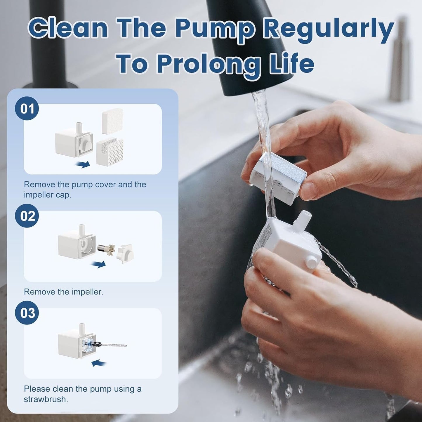 Cat Water Fountain Replacement Pump, Pump for Petlipo Pet Water Fountains, White
