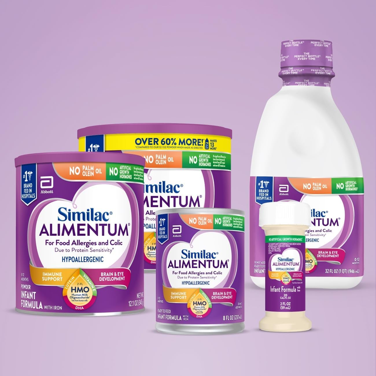 Similac Alimentum with 2'-FL HMO Hypoallergenic Infant Formula, for Food Allergies and Colic Due to Protein Sensitivity, Ready-to-Feed Baby Formula, 8-fl-oz Bottle, Pack of 24