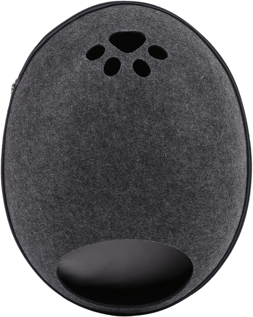 Felt Cat Cave Bed with Removable Cover, Cozy Pet Shelter for Indoor Cats, Zippered Washable Cat House with Roomy Interior, Warm Kitty Hideaway (Grey)