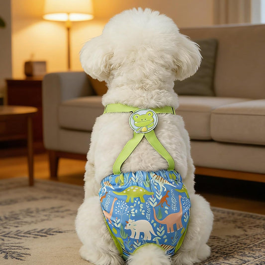 Diaper for Dogs - Washable Female Wraps with Suspender - Reusable Doggy Diaper - for Home Apartment Indoor Outdoor Travel Car Crate Kennel Yard Park Beach Camping