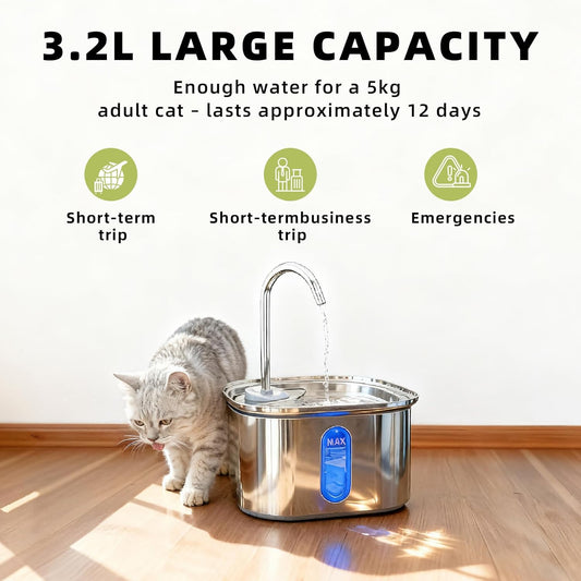 Cat Water Fountain: Cat Fountain - Water Fountains for Cats Indoor - 108oz/3.2L Cat Fountains for Drinking - Pet Water Fountain - Ultra Silent - Cat Drinking Fountain for Small Dogs