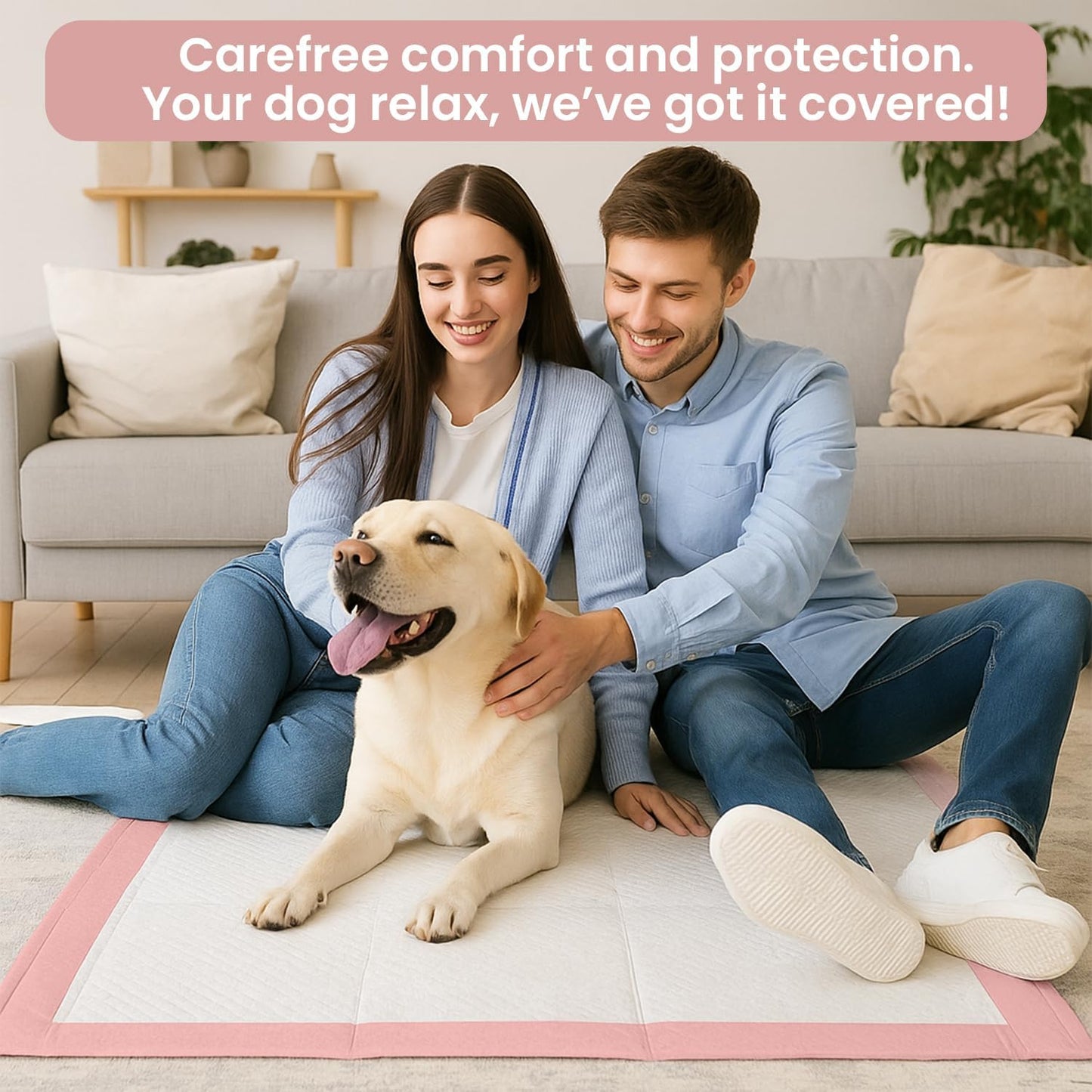 Scented Pee Pads for Dogs, Puppy Potty Training Pads, Quick Dry Leak Proof, Extra Absorbent Design (Scented Pink Pee Pads, 18x24 Inch (Pack of 50)