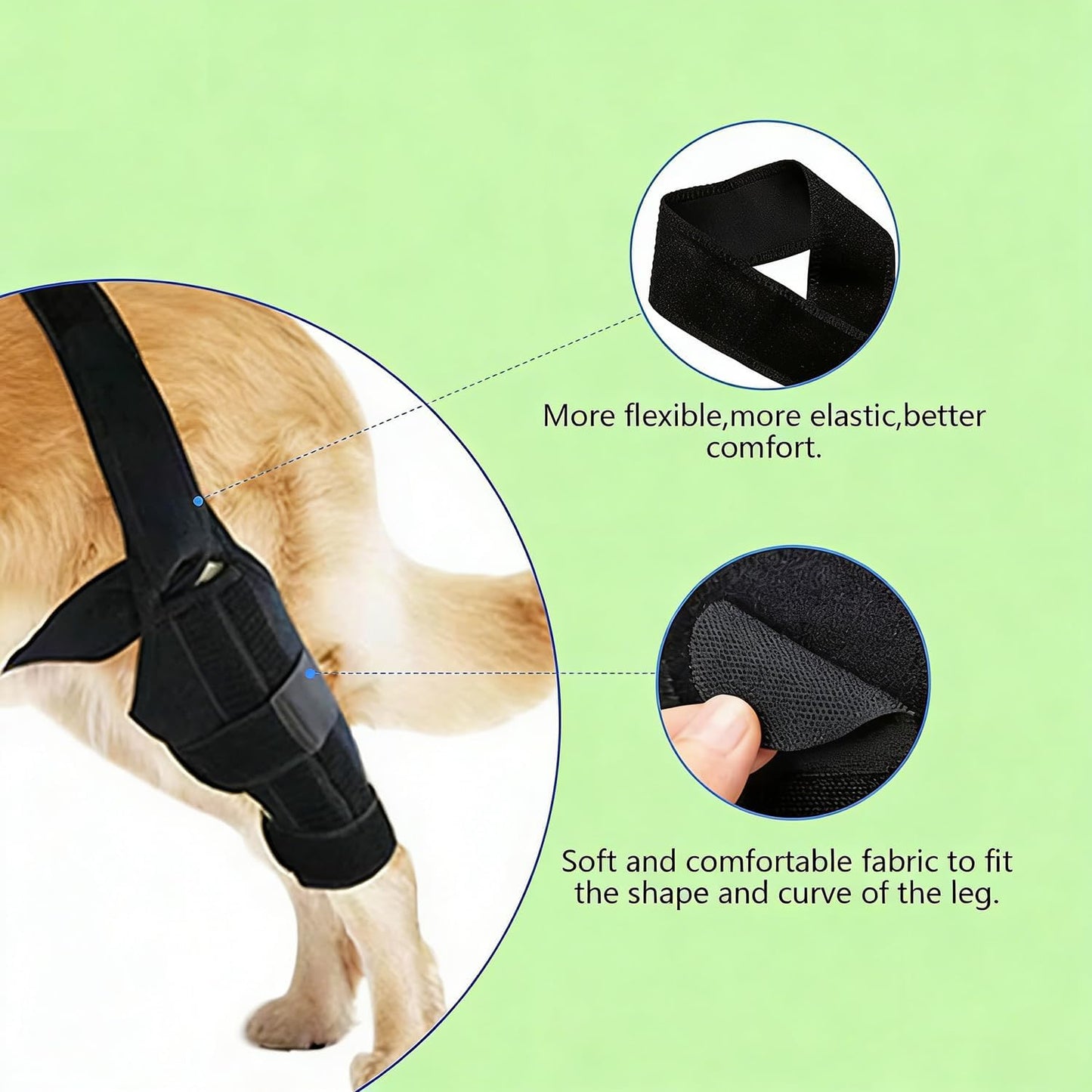 Dog Knee Brace for Torn ACL,Dog ACL Braces with Side Stabilizers,Adjustable Dogs Leg Brace Suitable for 4 Limbs,Dogs Hip Brace for Arthritis Relief, Joint Stability,Reduces Pain and Inflammation