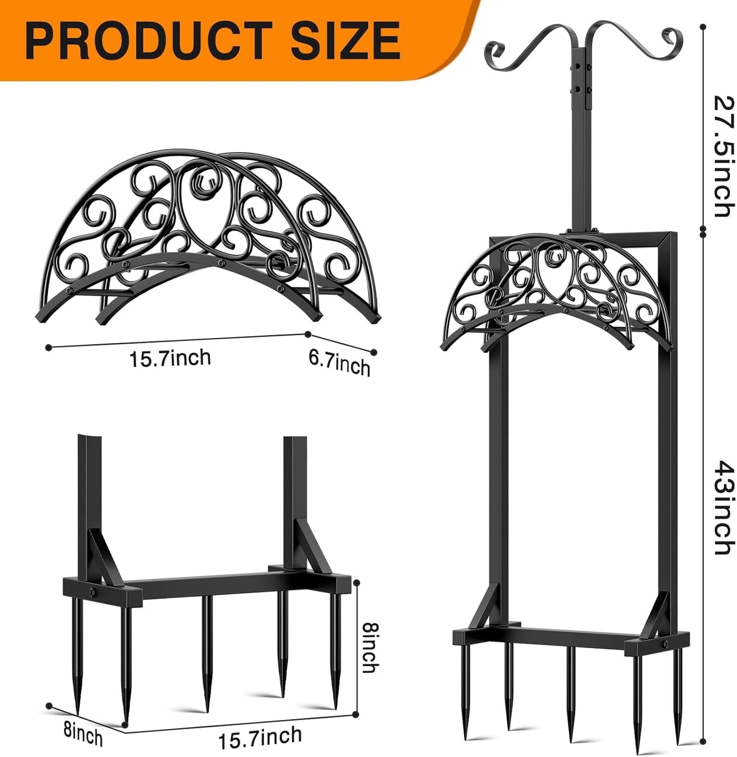 Garden Hose Holder for Outside - Upgraded Water Hose Holders with 5 Spikes & 2 Shepherds Hooks, Freestanding Hose Stand Heavy Duty Hose Hanger Hose Storage Hose Reel Rack for Outside Yard Lawn | for Outside, Upgraded, Hose Stand, Heavy Duty, Hose Hanger,