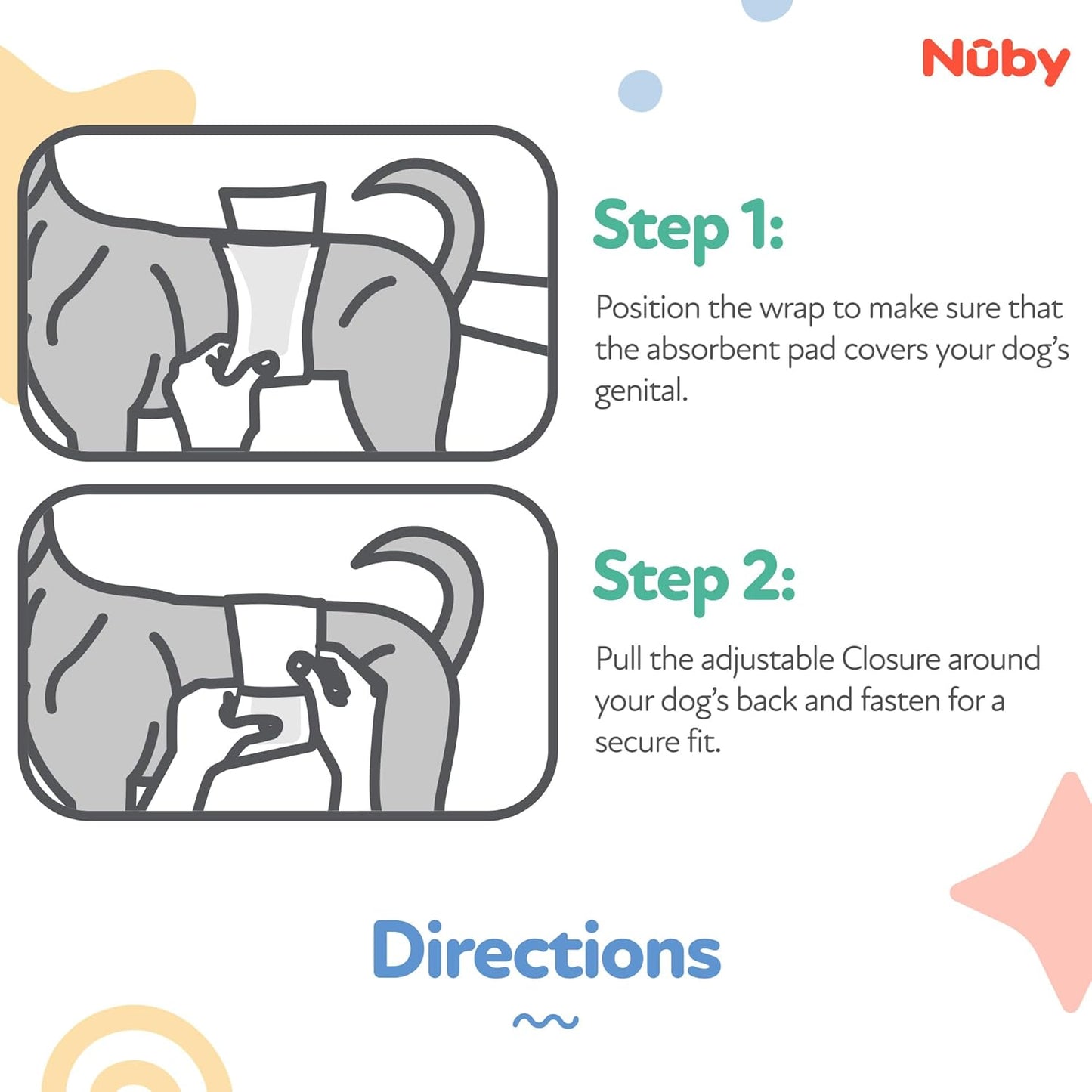 Nuby Pets Disposable Male Dog Wraps with Wetness Indicator, Absorbent & Leak-Resistant Belly Bands for Male Dogs, Small (12β19" Waist), 50 Count