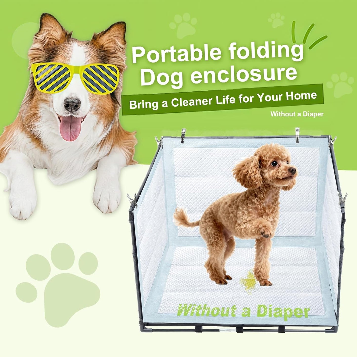 Dog Litter Box Indoor for Small Dogs,Puppy Pee Pad Holder with High Walls(23.62"*23.62"*17.72"),No-Spill Pee Pad Holder with Foldable Pet Toilet,Easy Clean Puppy Litter Box for Dogs (Small)