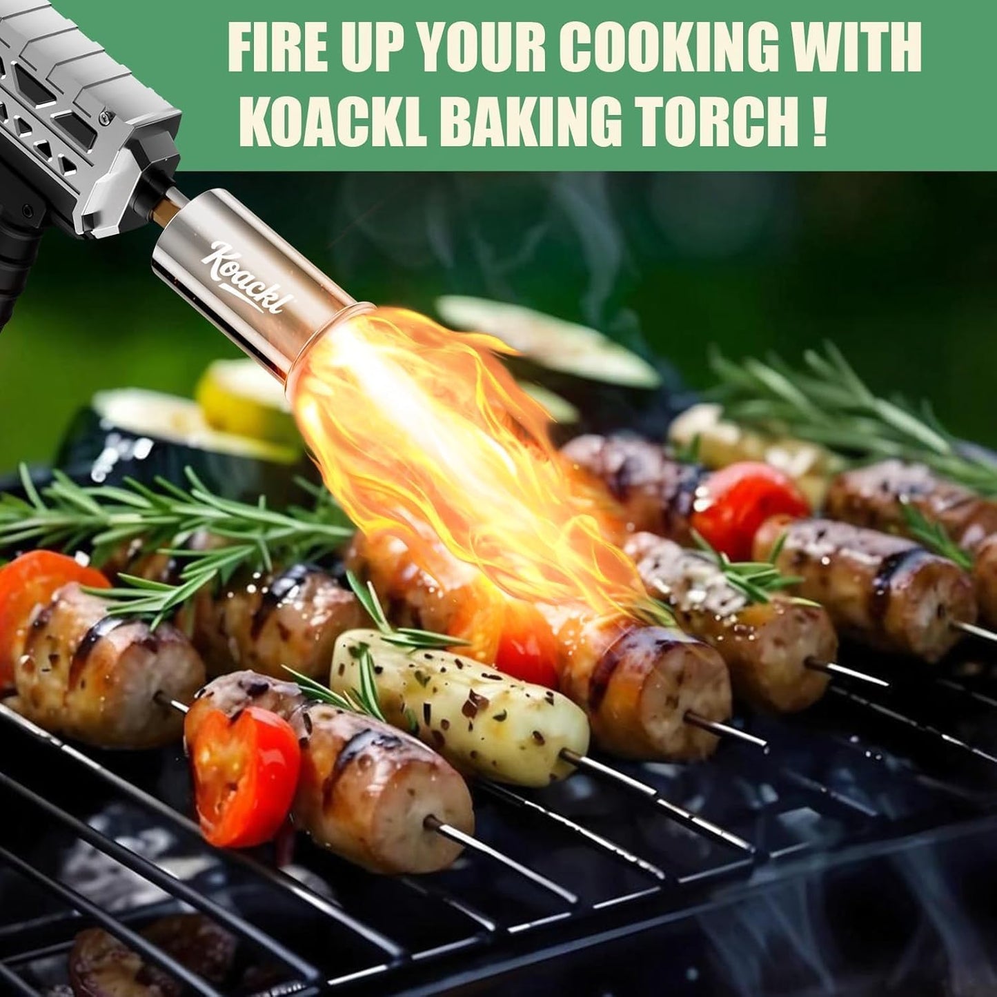 Powerful Propane Torch Gun, Kitchen Torch with Adjustable Flame, Flamethrower Blow Torch Gun, Gas Welding Kits for BBQ, Searing Steak, Camping & Charcoal Torch Lighter(Tank Not Included)