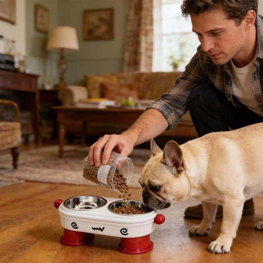 Elevated Dog Bowl - 2-in-1 Anti-Slip Tilted Feeder Holder - Dog Bowl Stand | for Puppy Feeding Cats Kitten Small Pets Indoor Outdoor
