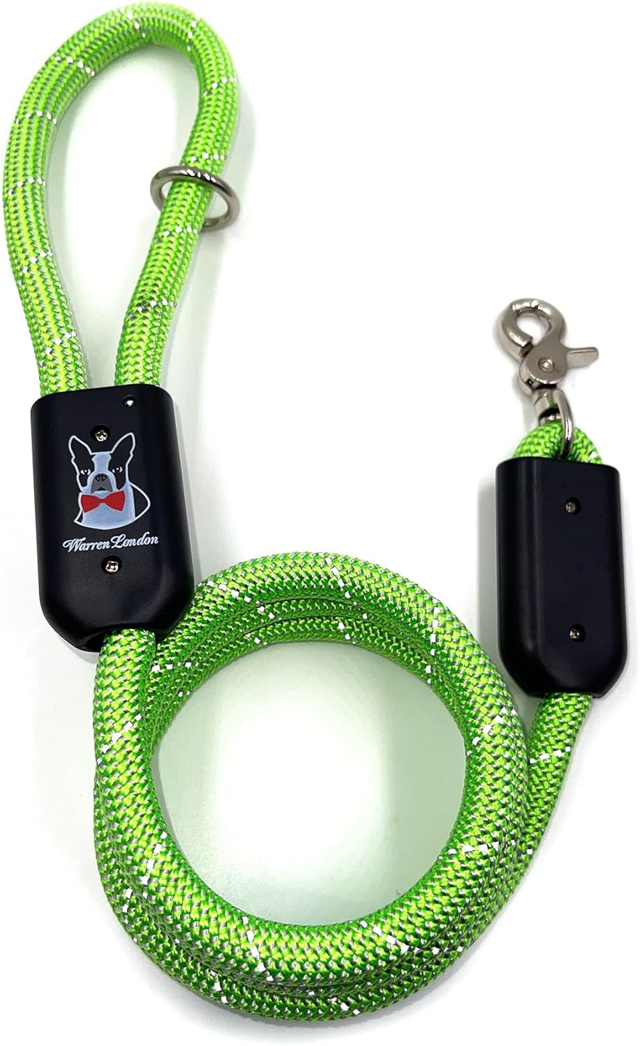 Warren London Climbing Rope Dog Leash – 5 ft Reflective Forest-Green Rope w/Comfort Grip & Locking Clip | Heavy-Duty Lead for Hiking, Camping & Daily Walks
