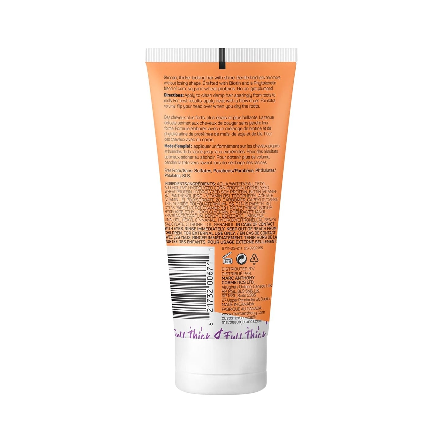 Marc Anthony Hair Thickening Styling Cream for Thin & Flat Hair, Instantly Thick - Volumizing Hair Cream with Biotin, Lightweight Hold for Thicker Fuller Hair - Sulfate-Free Haircare Products