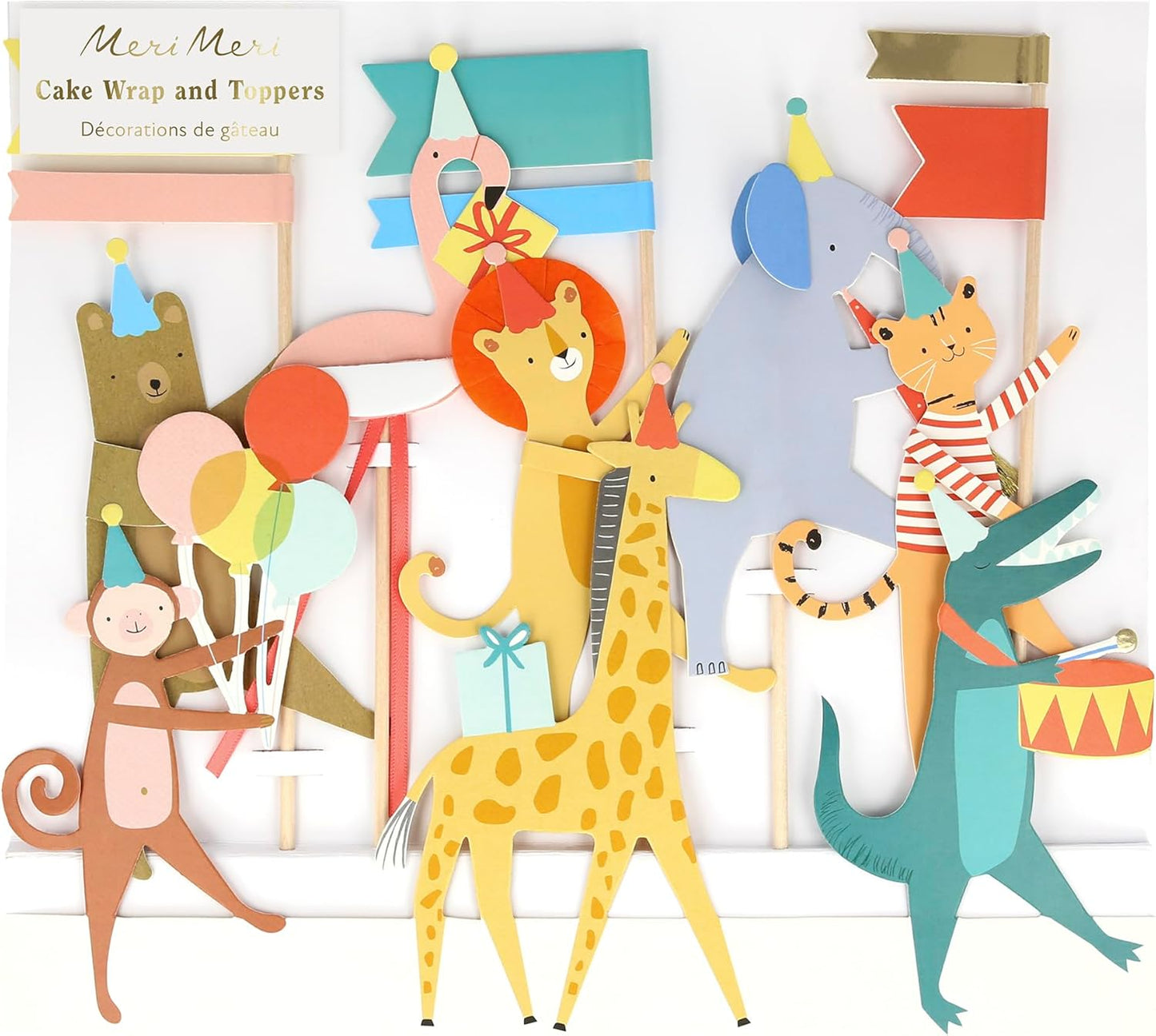 Meri Meri Animal Parade Cake Wrap & Toppers (Pack of 6)
