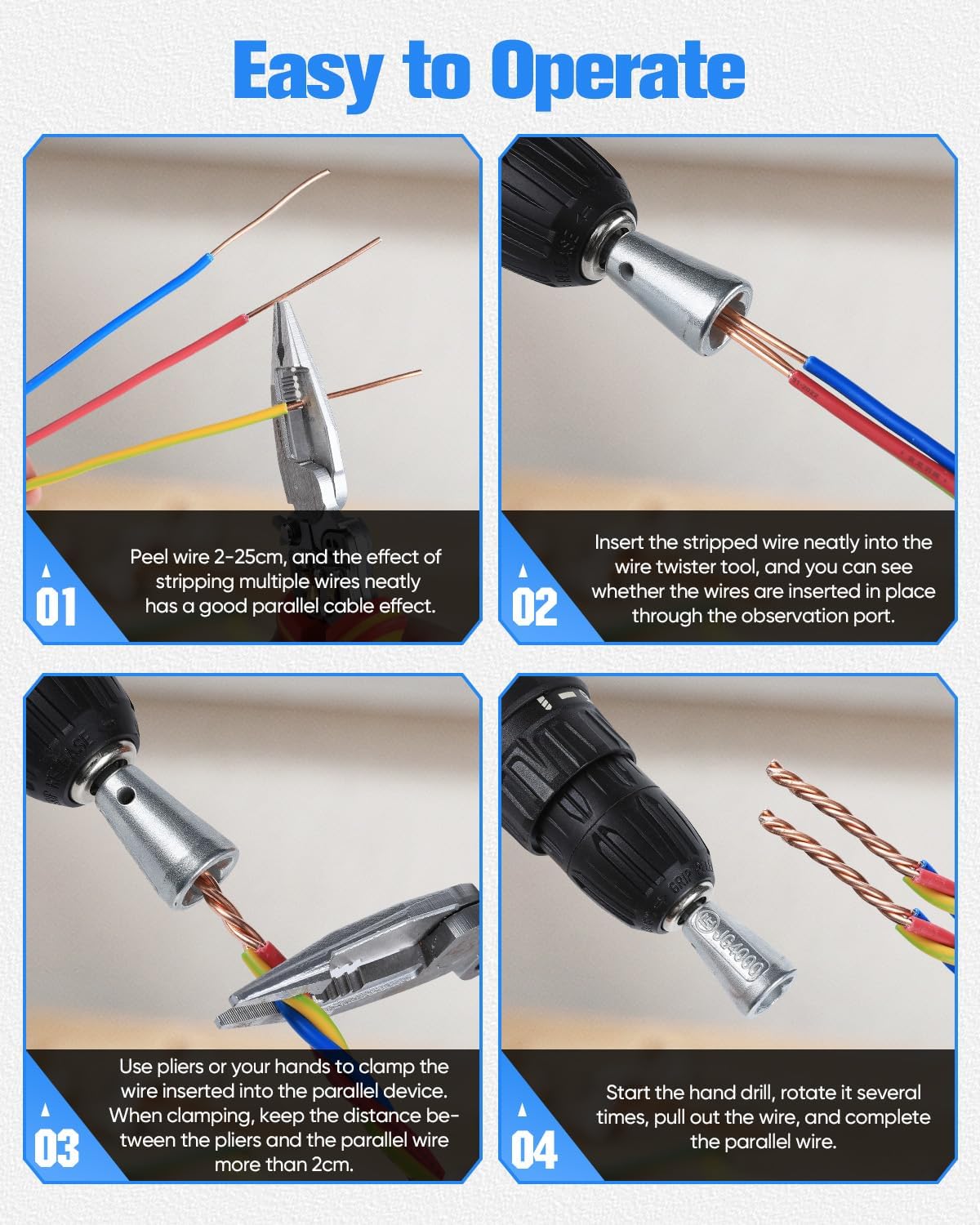 Wire Twister Tool for Drill, 2026 Upgrades Wire Nut Twister for Drill Profession Electricians Tool, 6MM Hex Shank Cable Wire Twisting Tool Wire Twister Wire Connector for 9-22 AWG (2pcs)