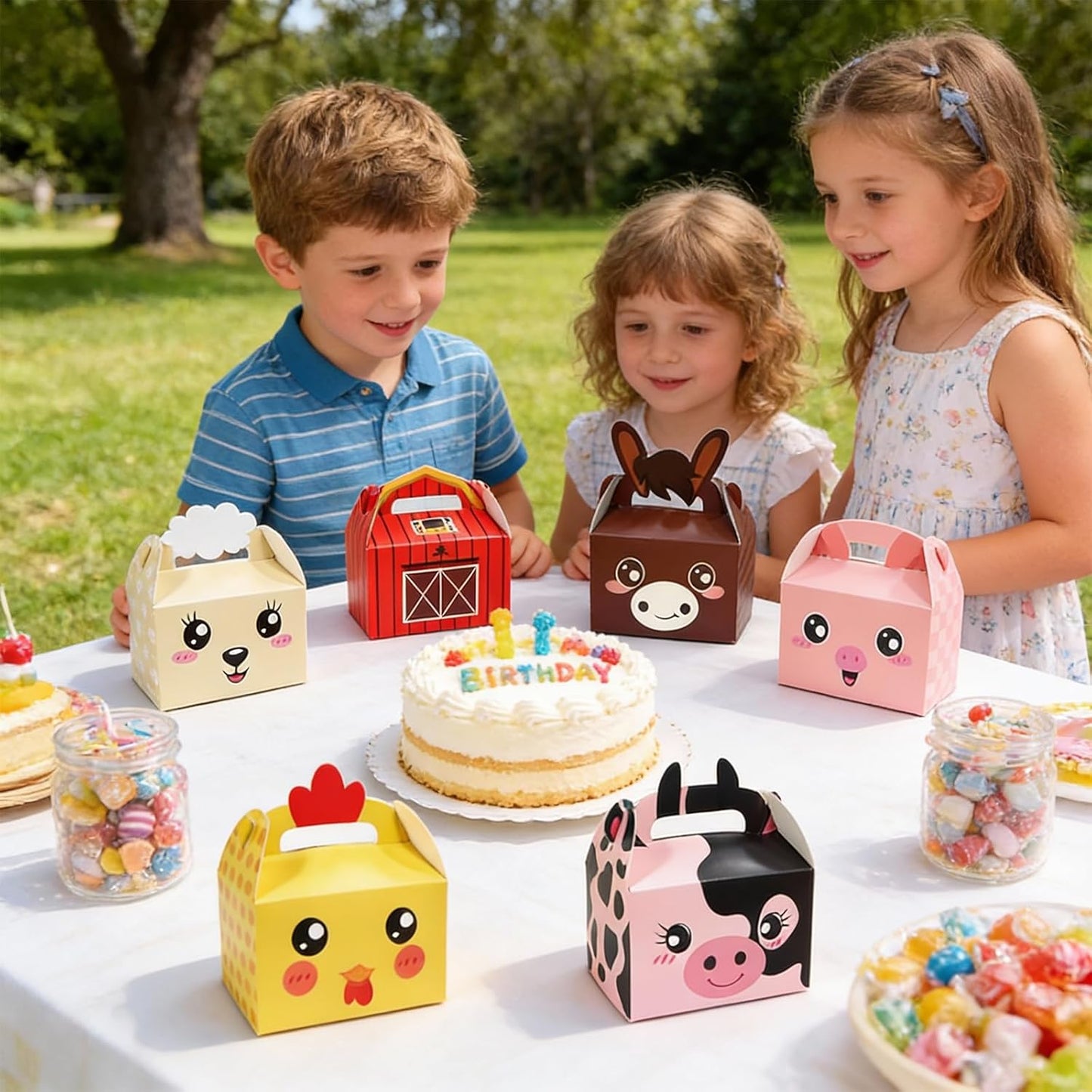 12 Pack Farm Animals Party Favor Boxes Zoo Animals Candy Goodies Treat Boxes Happy Birthday Farmland Party Favor Bags for Baby Shower Party Decorations Supplies