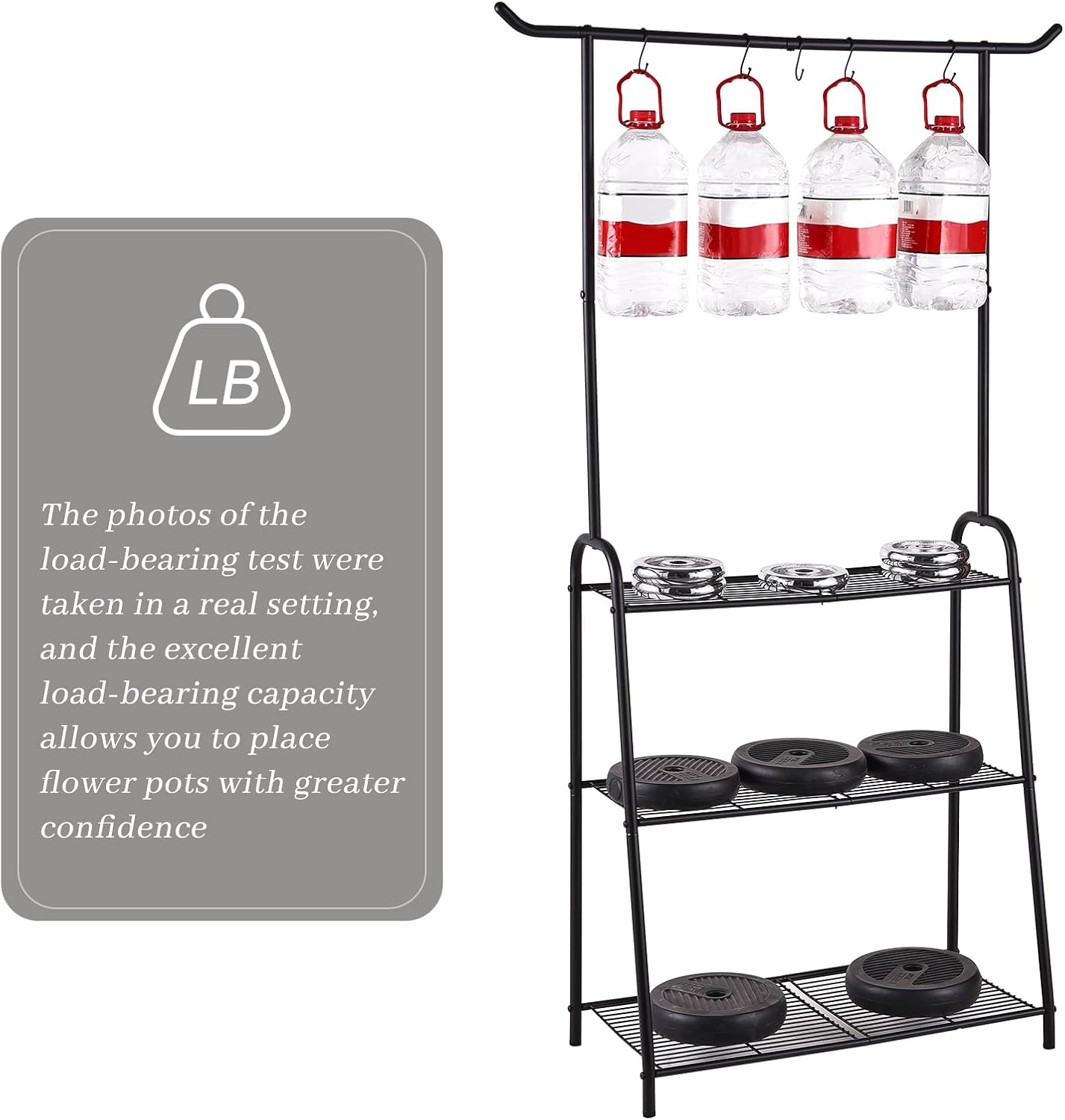 Plant Stand Indoor Outdoor,Metal Plant Stands for Multiple Plants,3 Tier Tall Hanging Plant Shelf,Large Heavy Duty Flower Holder Ladder Plant for Living Room, Patio, Balcony (Black)