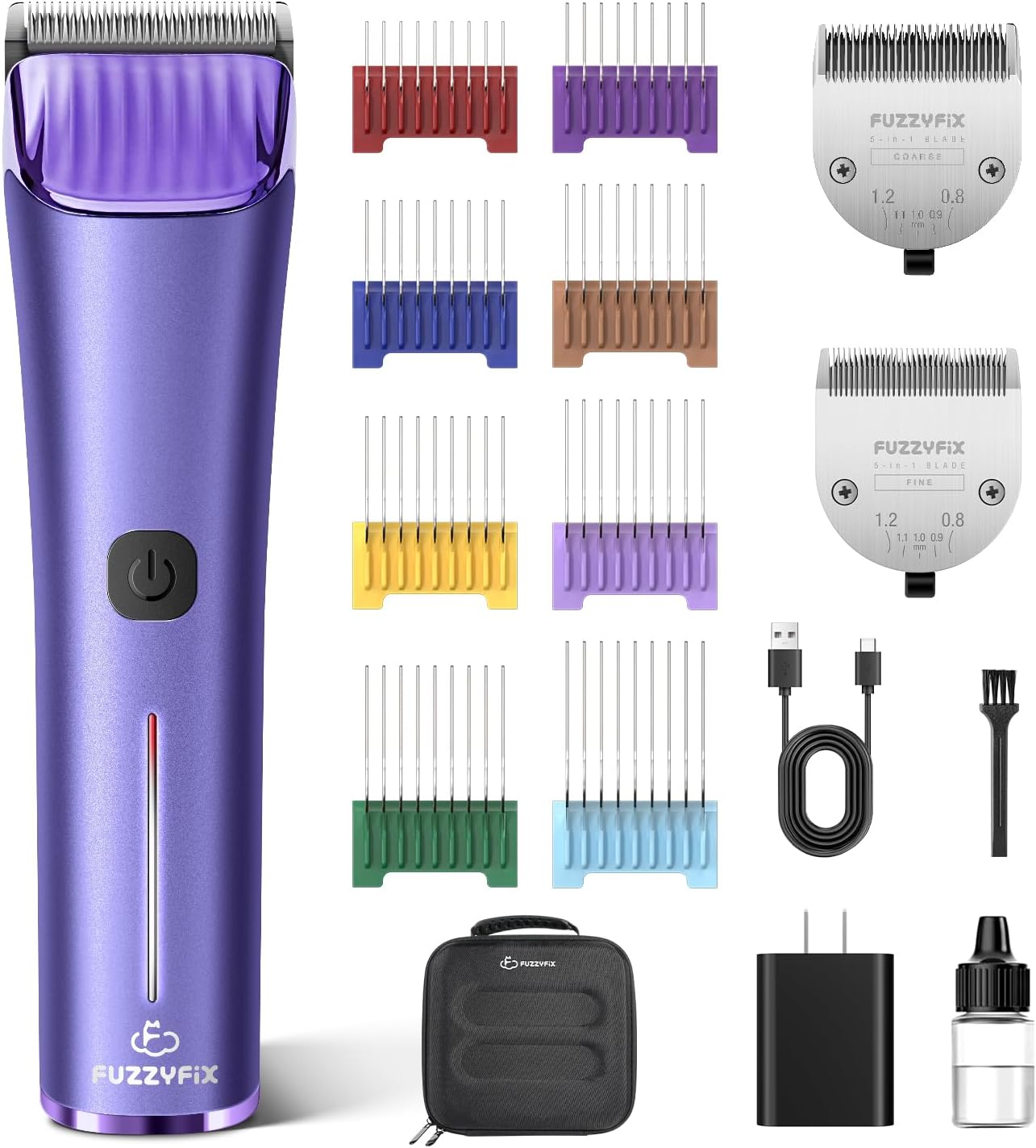 Professional Dog Grooming Clipper with Replacement Blade, 5-in-1 Adjustable A5 Blade Cordless Pet Grooming Kit 2 Speed Trimmer Hair Shaver with Detachable Metal Combs Nova for Animal Horse