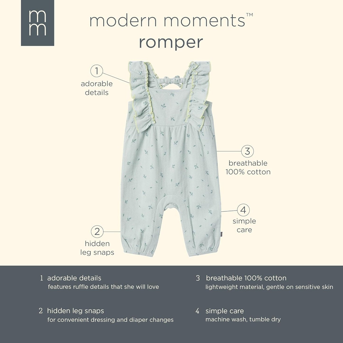 Modern Moments by Gerber Baby Girls' Ruffles Long Leg Romper