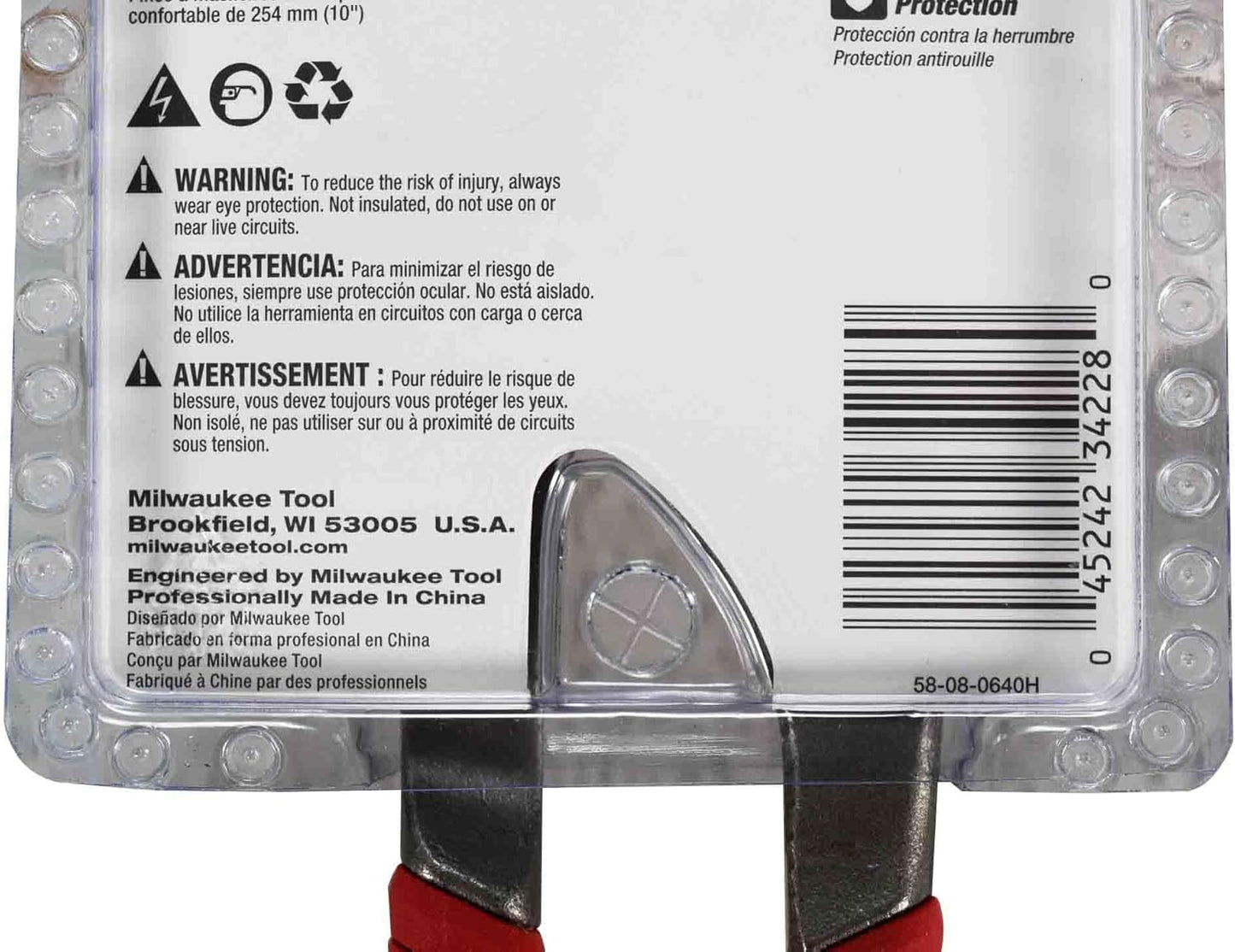 48-22-6310 10", Straight Jaw Pliers with Ream & Punch Exposed Metal Handles & Precision Ground Plier Head