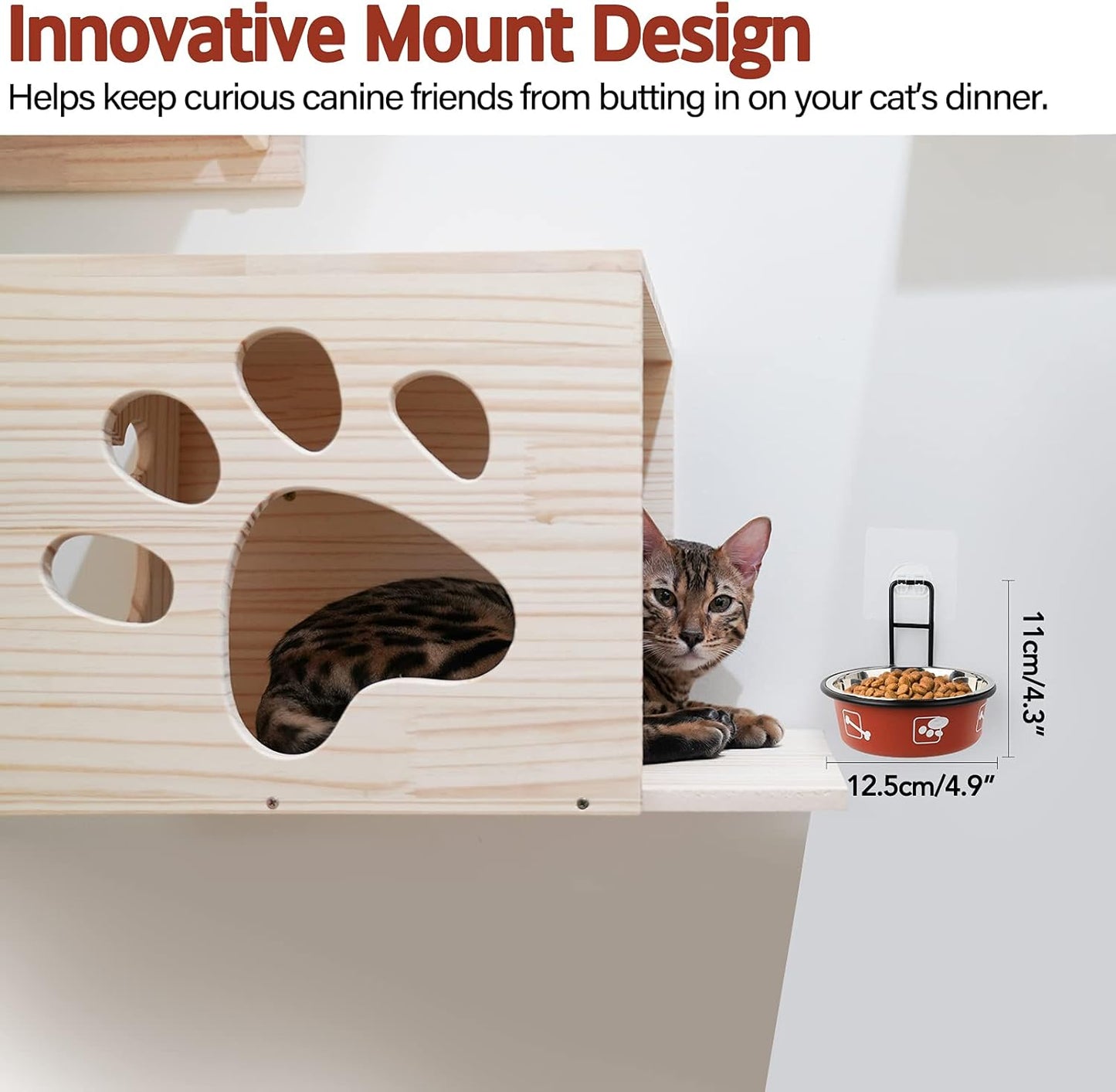 Torlam Elevated Pet Bowls, Wall Mounted Cat Food Dish, Raised Cat Food and Water Bowls, Stainless Steel Elevated Pet Bowls with Stand, Nonslip No Spill Pet Feeding Bowls (2 Packs) (Red)