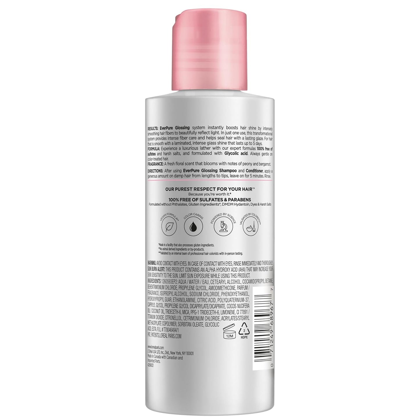 L'Oreal Paris Glossing Lamination Hair Mask with Glycolic Acid, Hair Treatment for Lasting Shine and Smoothness for Dull, Dry Hair, EverPure, 5.1 Fl Oz