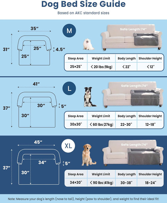 Dog Cooling Mat Large Sized Dog Beds for Couch with Sides, Self Cooling Orthopedic Pet Bed with Removable Washable Cover for Sofa Floor Car, Durable & Non-Gel, 45 x 37 inch, Grey