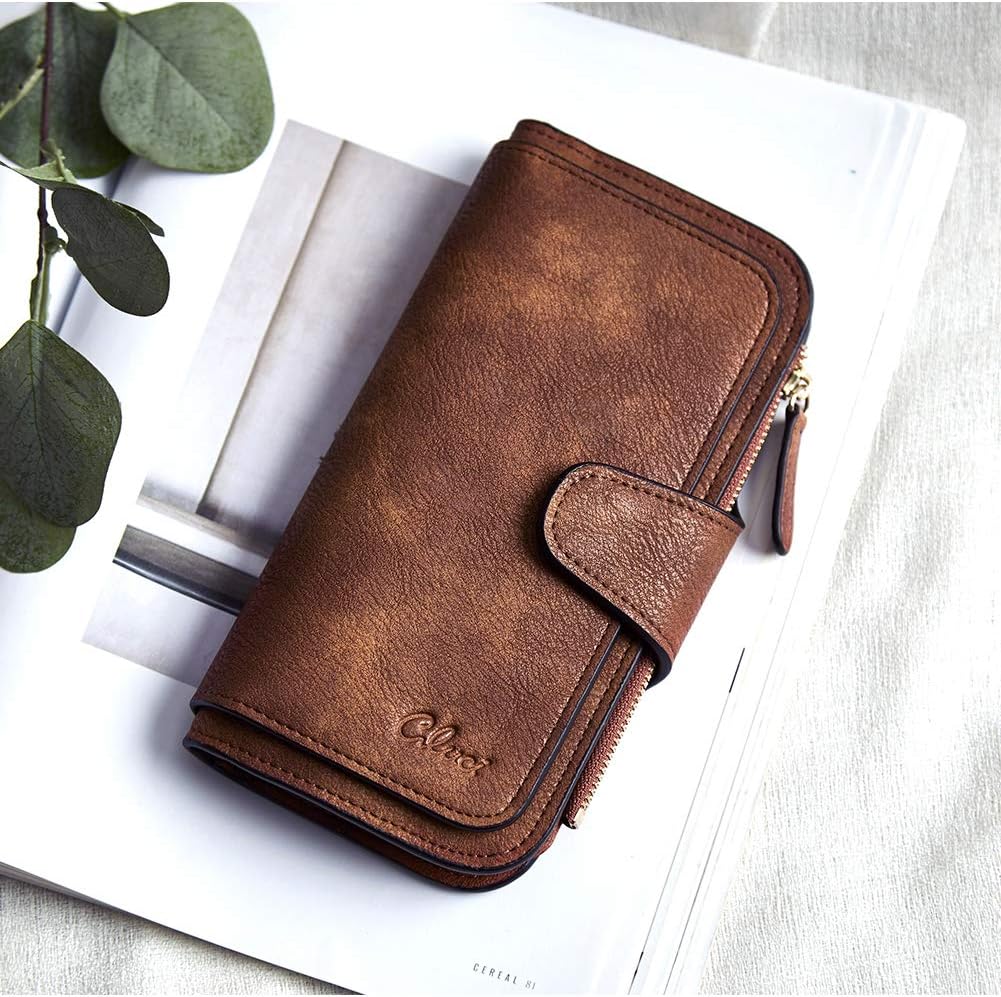 CLUCI Wallet For Women PU Leather RFID Blocking Womens Wallet Bifold Card Holder with ID Window Gifts for Women Birthday | RFID Blocking, Designer, Trifold, Card Holder, ID Window