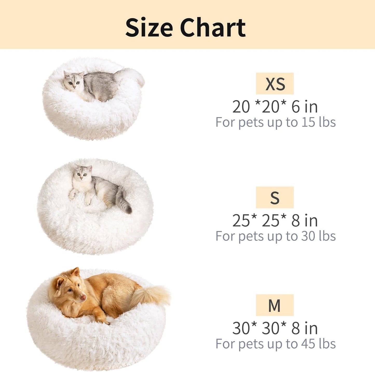 KHONSU PET Calming Donut Cat Bed for Cats & Kittens, Round Plush Cuddler with Chopped Memory Foam, Anti-Anxiety Bolster Support, Machine Washable & Non-Slip