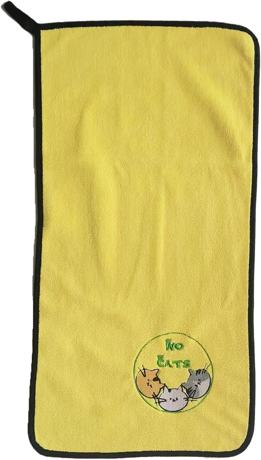 Microfiber Dog Towel- Super Absorbent Fast Drying Towel for Dogs Cats Yellow & Grey (S 11.81 * 23.62 in)