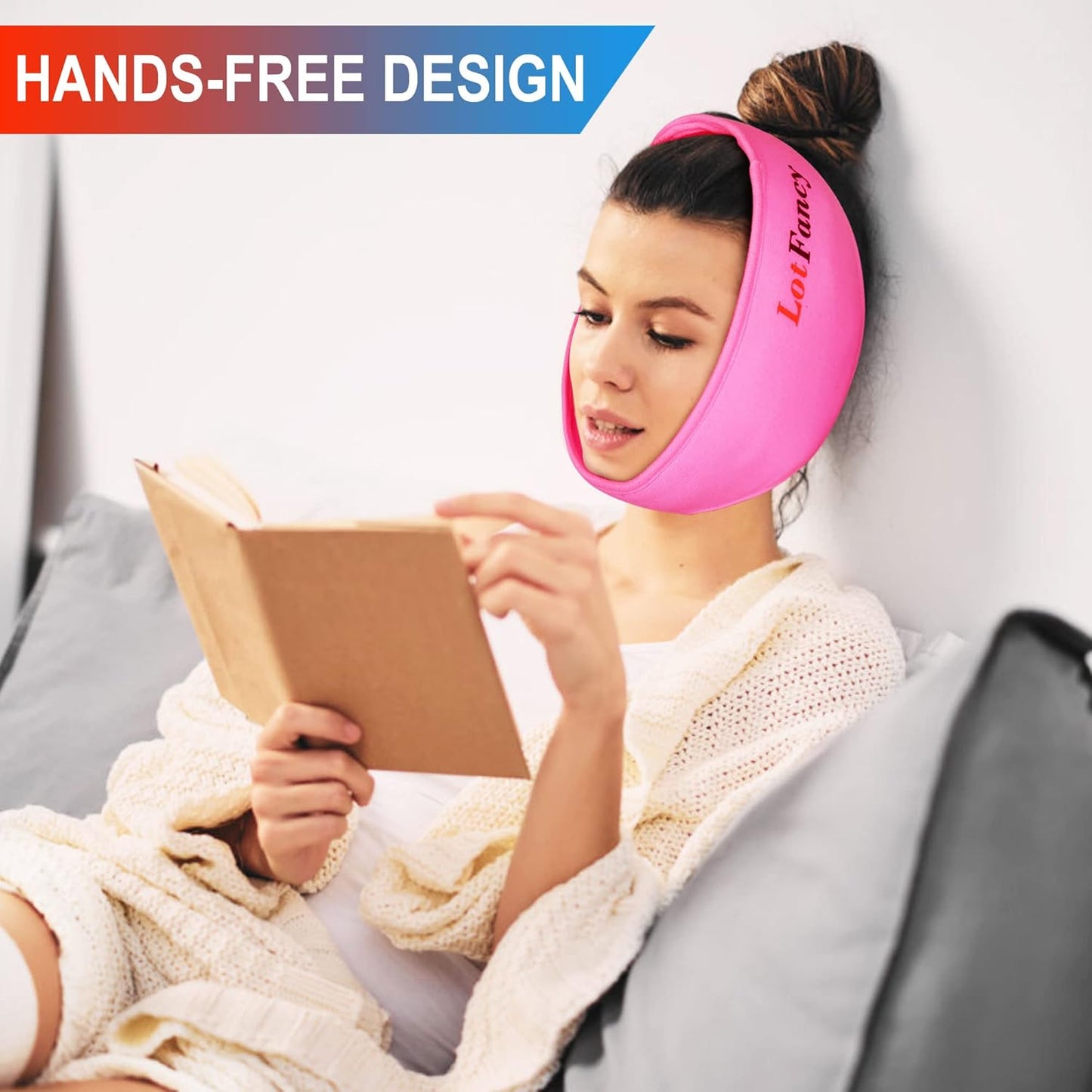LotFancy Face Ice Pack Wrap with 4 Reusable Hot Cold Therapy Gel Packs, Pain Relief for TMJ, Wisdom Teeth, TMD, Oral and Facial Surgery, Dental Implants, Pink
